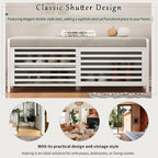 Entryway Shoe Cabinet, Distressed Shutter Storage Bench with Acacia Veneer for Retro Charm for Living Room, Entryway