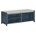 Entryway Shoe Cabinet, Distressed Shutter Storage Bench with Acacia Veneer for Retro Charm for Living Room, Entryway