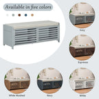 Entryway Shoe Cabinet, Distressed Shutter Storage Bench with Acacia Veneer for Retro Charm for Living Room, Entryway