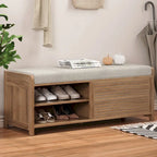 Entryway Shoe Cabinet, Distressed Shutter Storage Bench with Acacia Veneer for Retro Charm for Living Room, Entryway