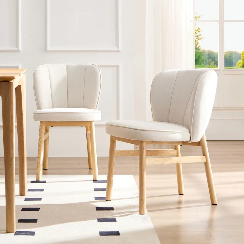 Modern Set of 2 Armless Dining Chairs with Wooden Frame and Upholstered Seat, Suitable for Kitchen, Living Room, and Restaurant