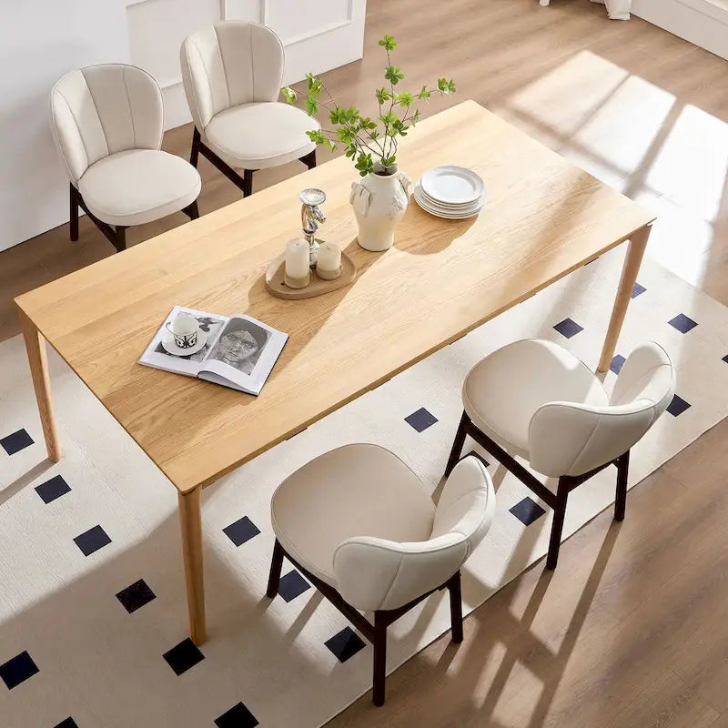 Modern Set of 2 Armless Dining Chairs with Wooden Frame and Upholstered Seat, Suitable for Kitchen, Living Room, and Restaurant