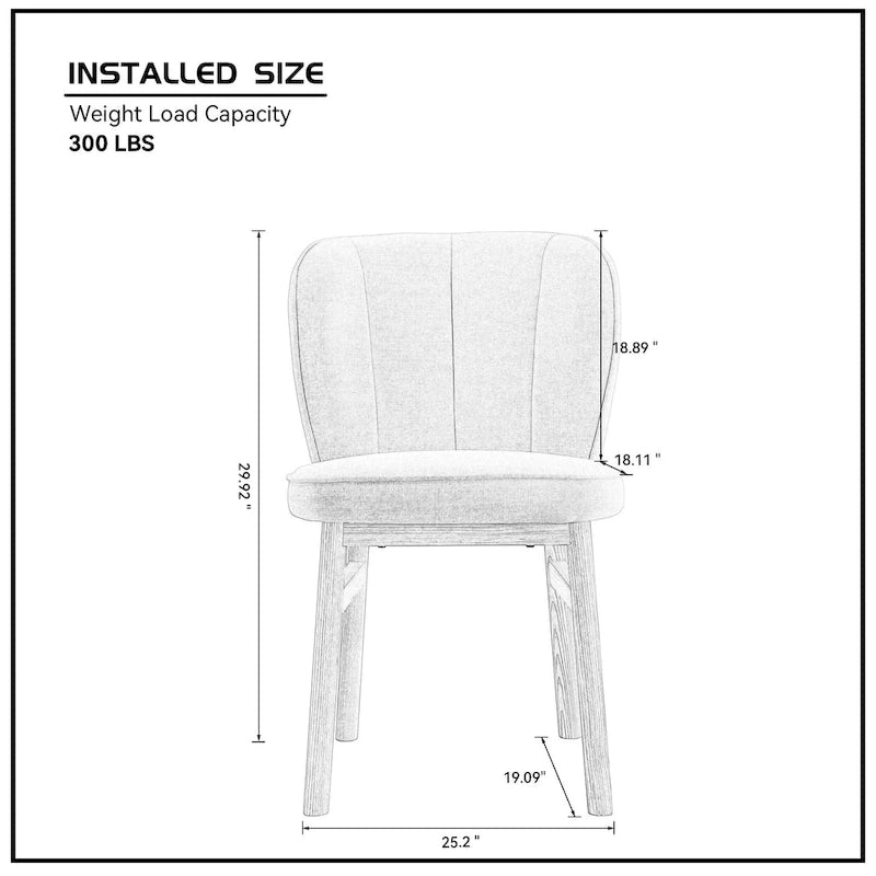 Modern Set of 2 Armless Dining Chairs with Wooden Frame and Upholstered Seat, Suitable for Kitchen, Living Room, and Restaurant