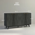 Fluted Sideboard Buffet Cabinet, 55 Modern Accent Console Cabinet with 4 Doors, 2 Adjustable Shelves and 5 Wood Legs