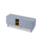 54.57 Multi-functional TV Stand with Leather Handles, Open Storage Compartment and Two Drawer
