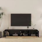 Black 65 Mid-Century TV Stand with LED Lights & Storage for TVs Up to 60