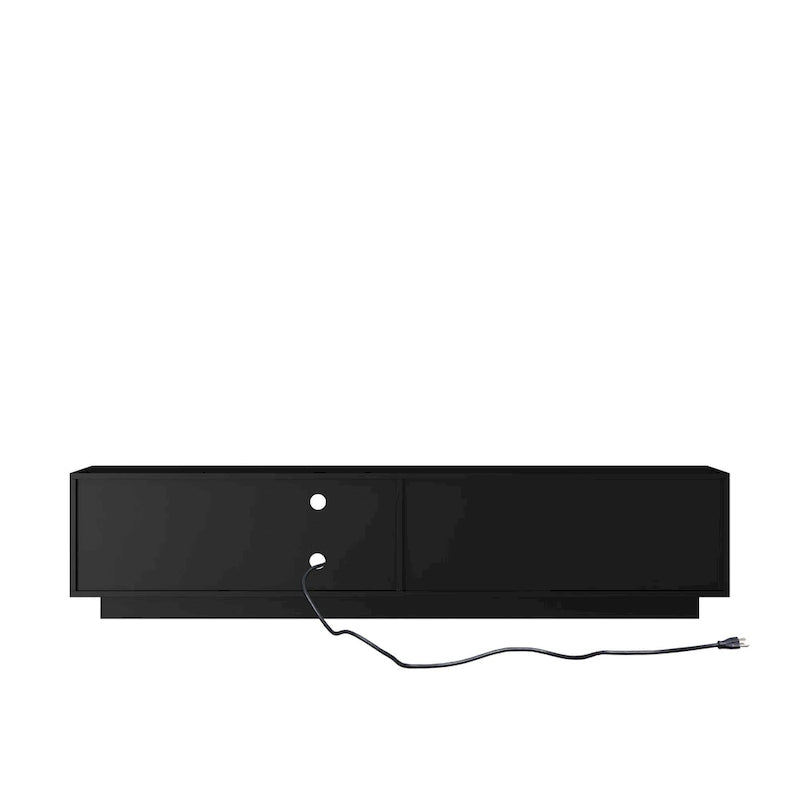 Black 65 Mid-Century TV Stand with LED Lights & Storage for TVs Up to 60