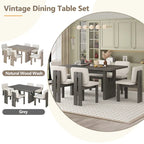 7-Piece Transitional Wooden Dining Set with Rectangular Table & 6 Chairs