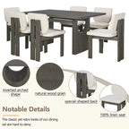 7-Piece Transitional Wooden Dining Set with Rectangular Table & 6 Chairs