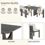 7-Piece Transitional Wooden Dining Set with Rectangular Table & 6 Chairs