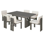 7-Piece Transitional Wooden Dining Set with Rectangular Table & 6 Chairs