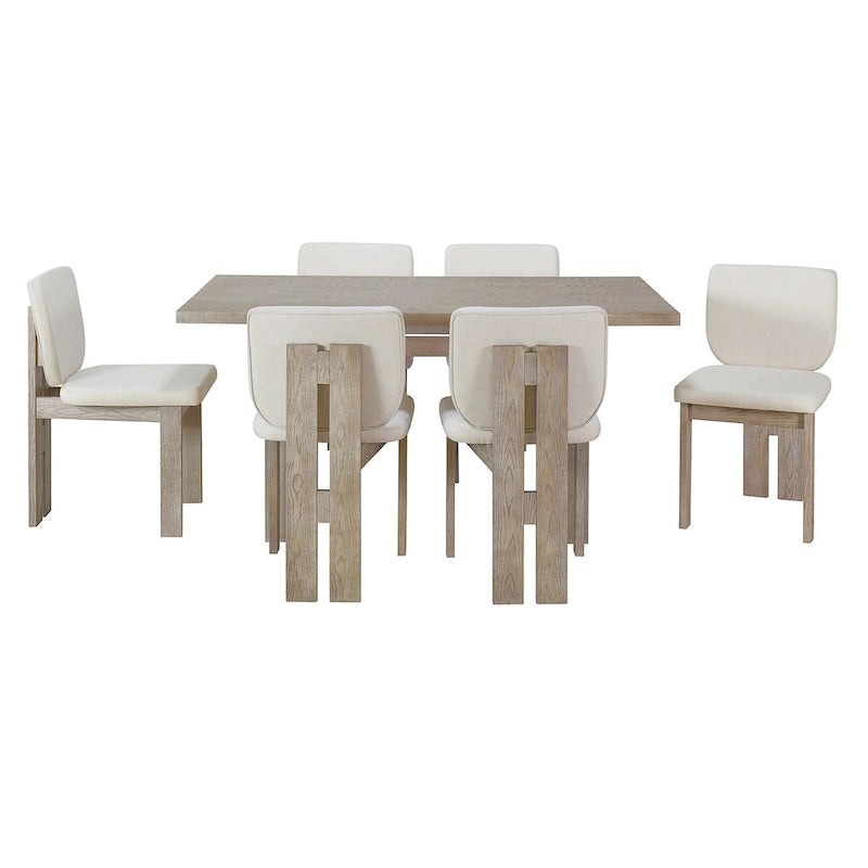 7-Piece Transitional Wooden Dining Set with Rectangular Table & 6 Chairs