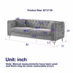 Chenille Tufted Upholstered 3-seater Sofa with Metal Legs