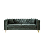 Chenille Tufted Upholstered 3-seater Sofa with Metal Legs