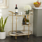 Contemporary Modern Iron 3 Tier Drink Bar Storage Cart - Gold, Silver, or Matte Black