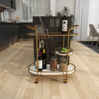 Contemporary Modern Iron 3 Tier Drink Bar Storage Cart - Gold, Silver, or Matte Black