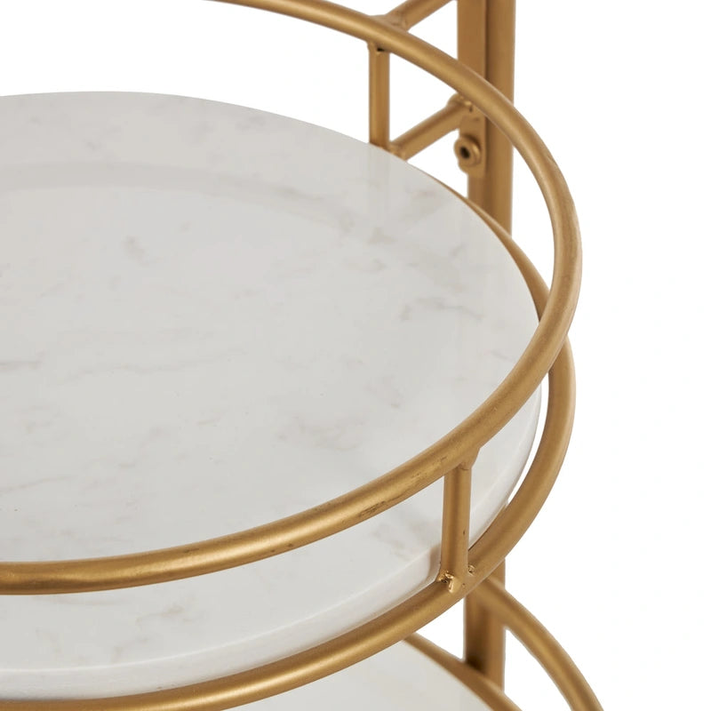 Contemporary Modern Iron 3 Tier Drink Bar Storage Cart - Gold, Silver, or Matte Black