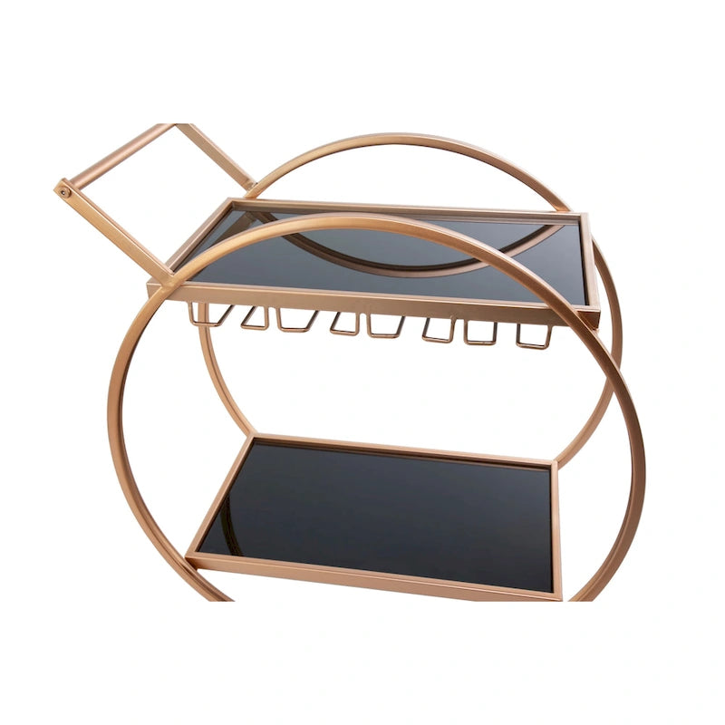 Contemporary Modern Iron 3 Tier Drink Bar Storage Cart - Gold, Silver, or Matte Black