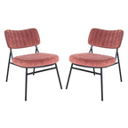 Set of 2 Velvet Accent Chairs with Velvet Upholstery & Sturdy Metal Frame for Home Office Lounge Living Room