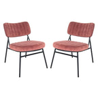 Set of 2 Velvet Accent Chairs with Velvet Upholstery & Sturdy Metal Frame for Home Office Lounge Living Room