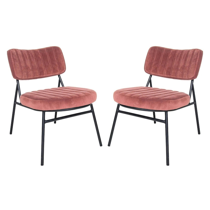 Set of 2 Velvet Accent Chairs with Velvet Upholstery & Sturdy Metal Frame for Home Office Lounge Living Room