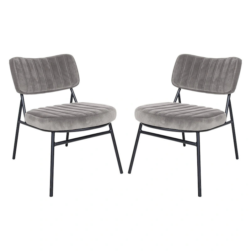 Set of 2 Velvet Accent Chairs with Velvet Upholstery & Sturdy Metal Frame for Home Office Lounge Living Room