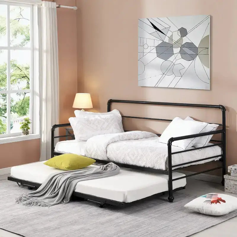Twin Size Daybed with Adjustable Trundle