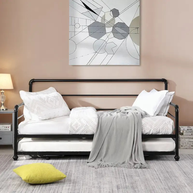 Twin Size Daybed with Adjustable Trundle