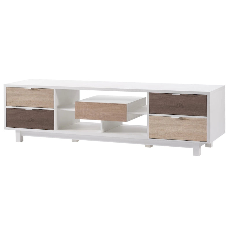 Mid-century Modern White 70-inch Wood 2-Drawer TV Console