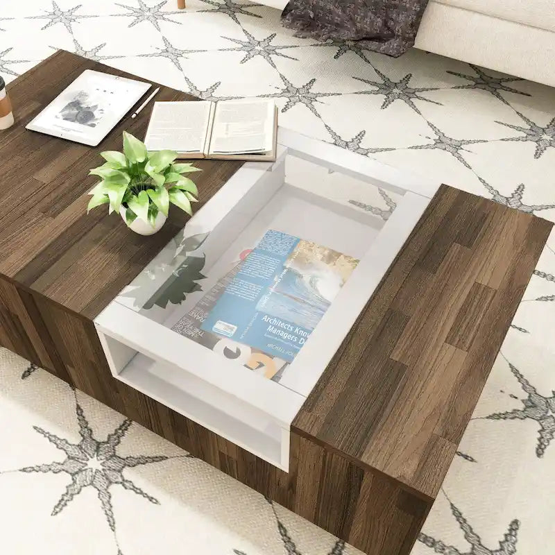 Modern Light Hickory 47-inch Two-tone 3-shelf Coffee Table