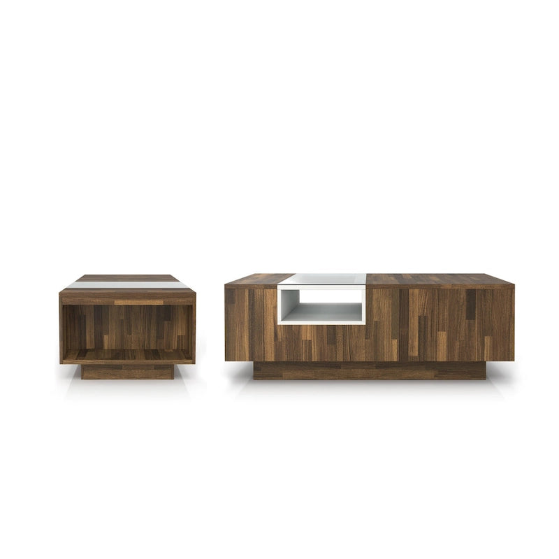 Modern Light Hickory 47-inch Two-tone 3-shelf Coffee Table