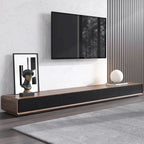 Modern Rectangular TV Stand with 4 Drawers, Wood Veneer Media Console, Walnut White, Soild Wooden, Fully-Assembled