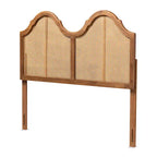 Ash Walnut Wood and Synthetic Rattan Arched Headboard