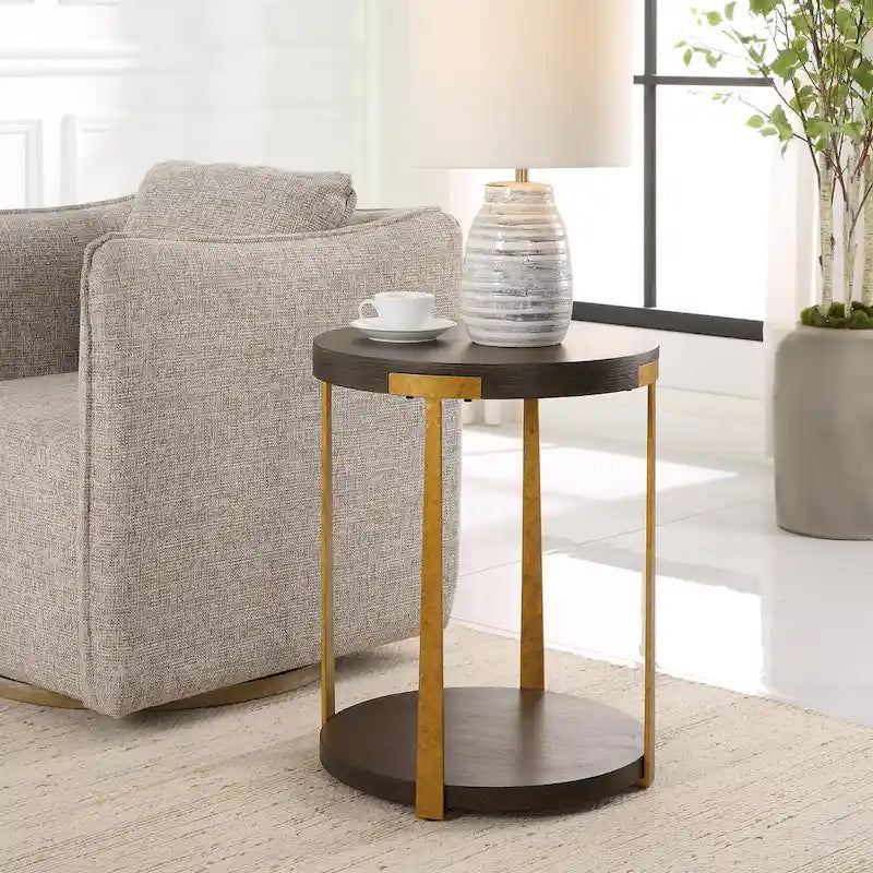 Round Wood Side Table - 19 W X 24 H X 19 D (in)