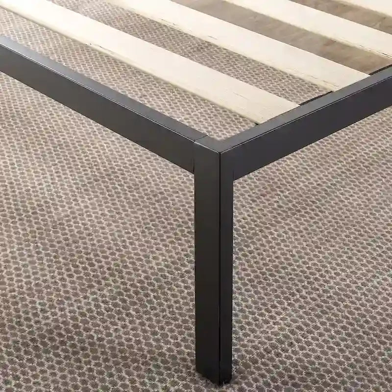 14 Inch Metal Platform Bed with Wood Slat Support