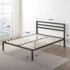 14 Inch Metal Platform Bed with Wood Slat Support