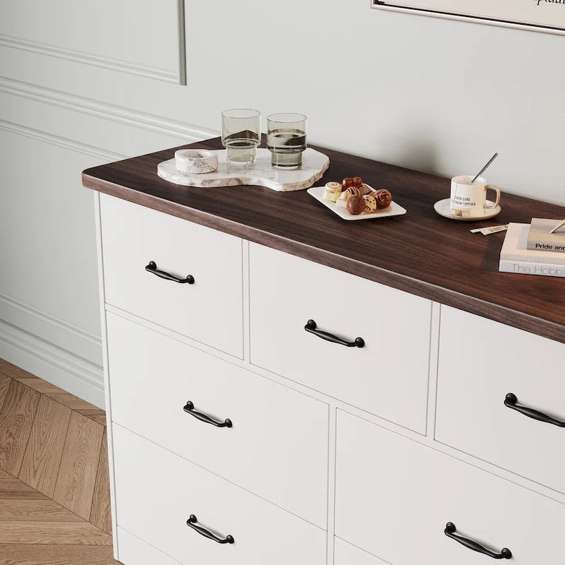 Modern Dresser for Bedroom, 7 Drawer Double Dresser Sideboard