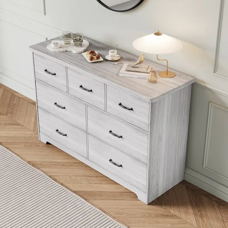 Modern Dresser for Bedroom, 7 Drawer Double Dresser Sideboard