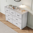 Modern Dresser for Bedroom, 7 Drawer Double Dresser Sideboard