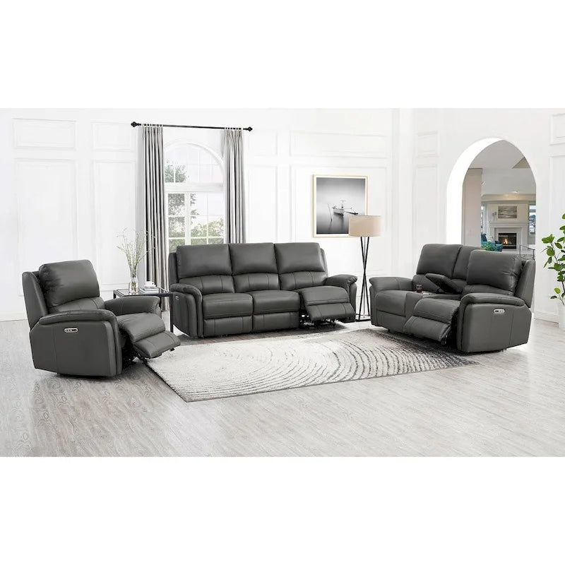Zero Gravity Power Recline and Headrest Top Grain Leather Sofa, Loveseat and Recliner