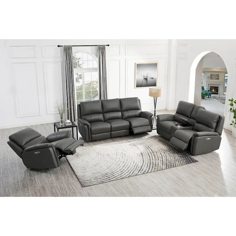 Zero Gravity Power Recline and Headrest Top Grain Leather Sofa, Loveseat and Recliner