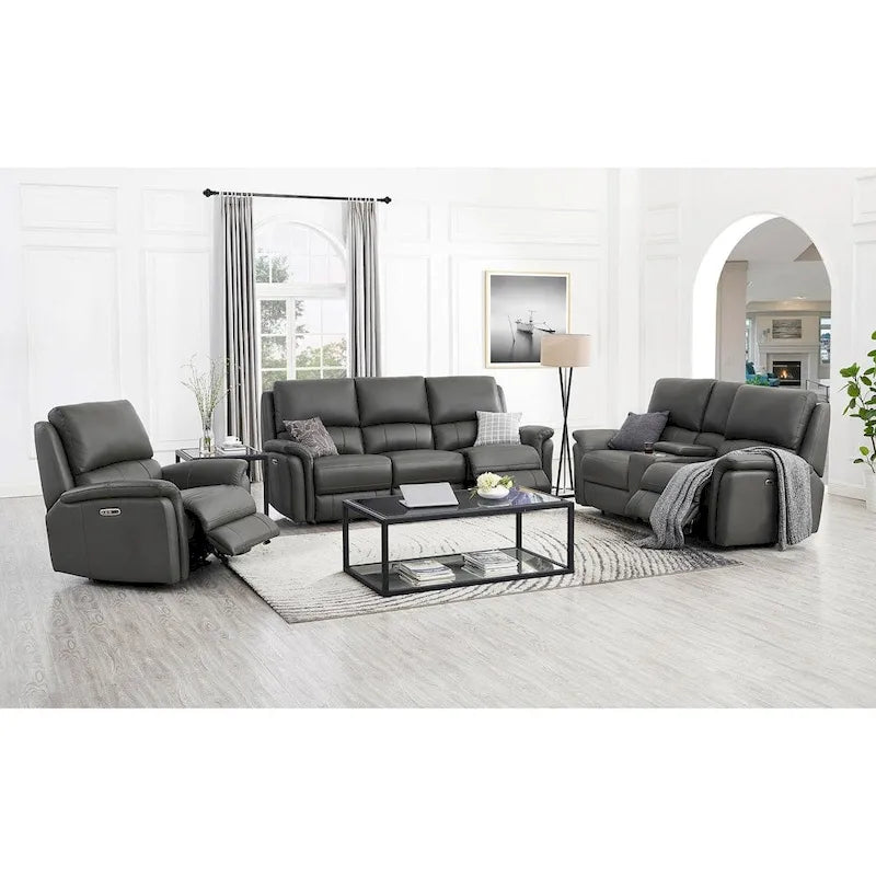 Zero Gravity Power Recline and Headrest Top Grain Leather Sofa, Loveseat and Recliner