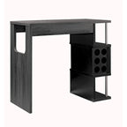 Transitional Style Wooden Bar Table with 3 Tier Side Shelves, Gray