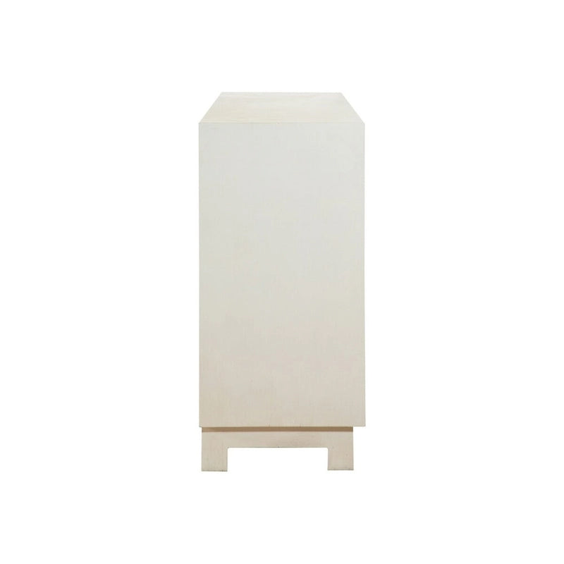 60 Inch Rustic 4 Door Sideboard Cabinet Console, White Gold Front Pattern