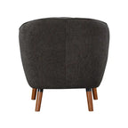 31 Inch Plush Accent Chair Armchair, Gray Polyester, Brown Solid Wood