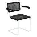 Marcel BreuerCane Cantilever Armchair Arm Chair w/ White Steel Frame (Various Wood & Cane Colors)