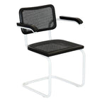 Marcel BreuerCane Cantilever Armchair Arm Chair w/ White Steel Frame (Various Wood & Cane Colors)