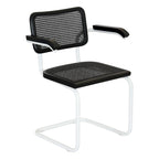 Marcel BreuerCane Cantilever Armchair Arm Chair w/ White Steel Frame (Various Wood & Cane Colors)