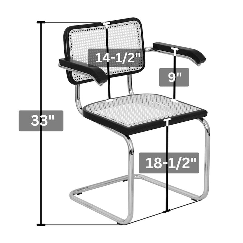 Marcel BreuerCane Cantilever Armchair Arm Chair w/ White Steel Frame (Various Wood & Cane Colors)