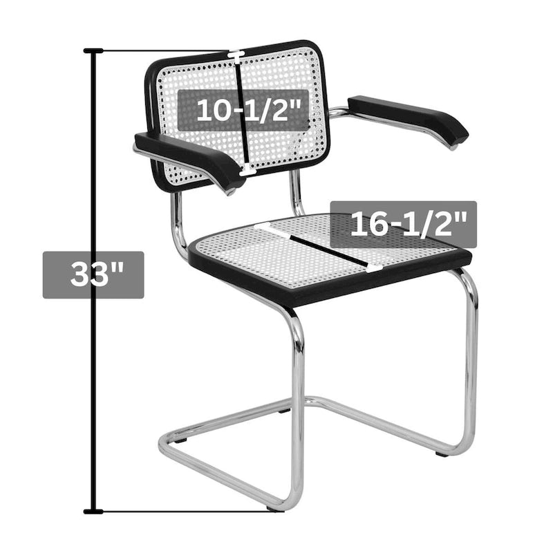 Marcel BreuerCane Cantilever Armchair Arm Chair w/ White Steel Frame (Various Wood & Cane Colors)